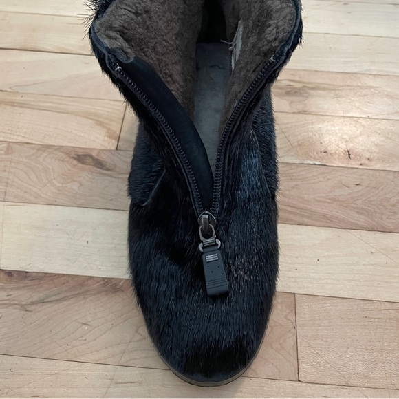 Vtg Pajar Black Seal Skin Genuine Shearling Lining Zip Ankle Boots - Sz 6.5 - Picture 9 of 14